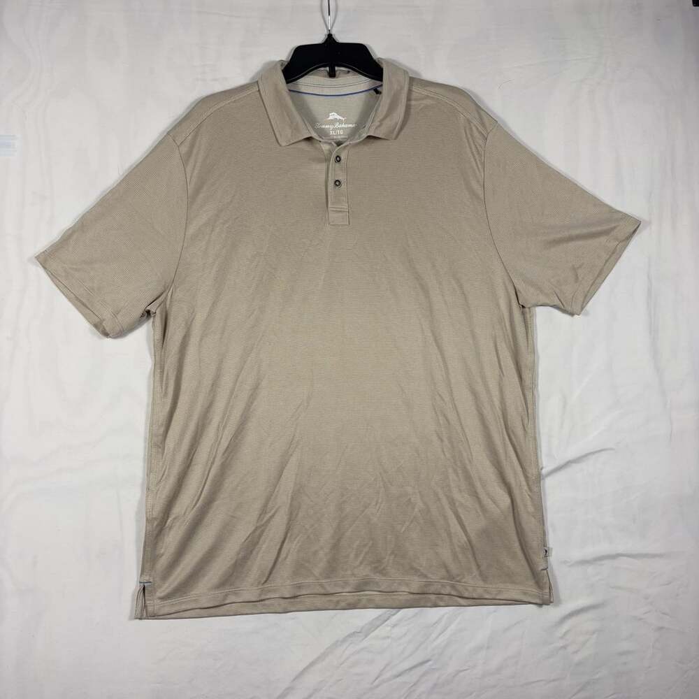 Tommy Bahama Polo Shirt XL Tan Tencel Modal Blend